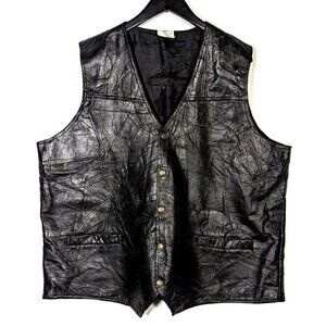 Vintage Napolene Leather Outfitters Men XXL 2XL Patchwork Biker Vest Snap Button